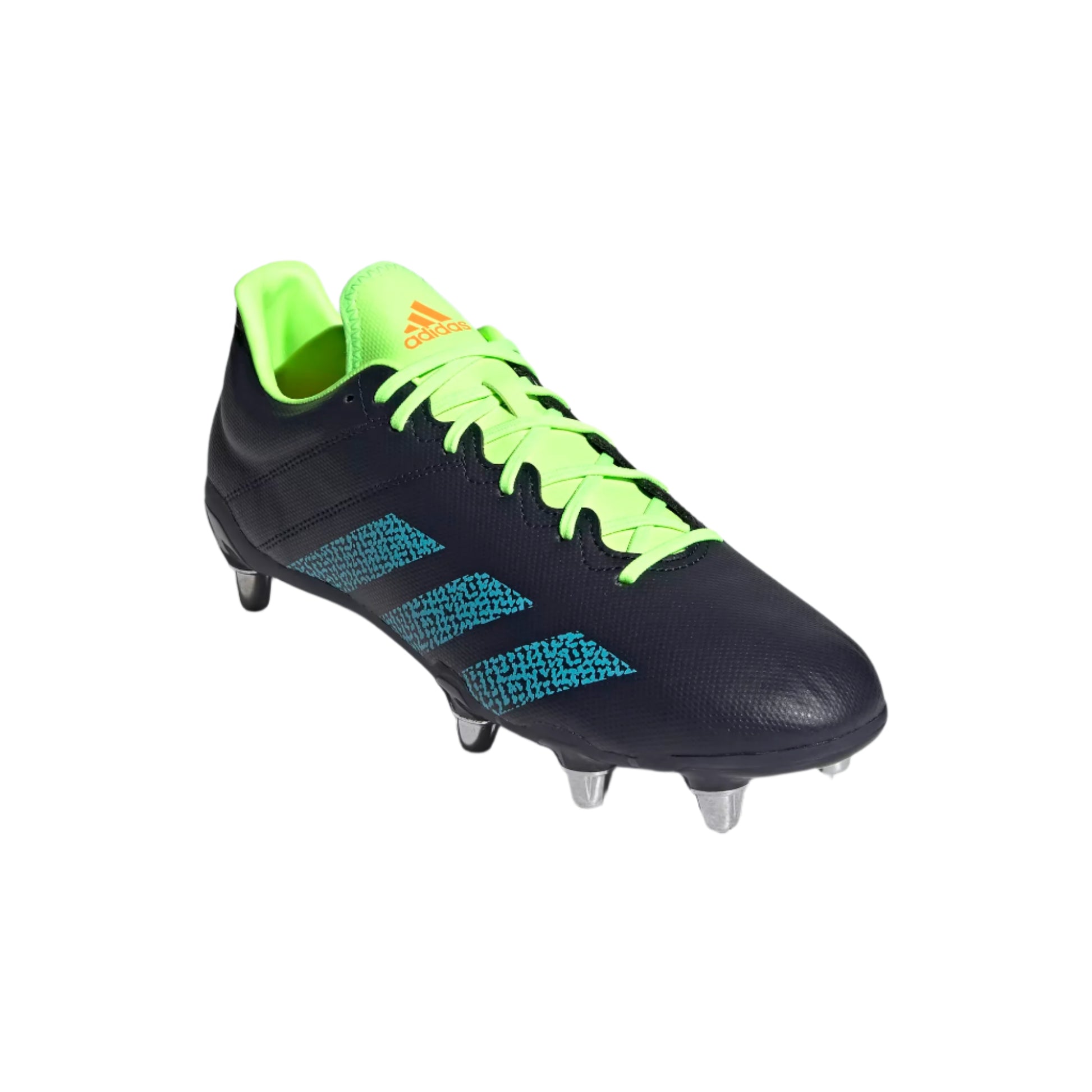 Adidas Kakari Soft Ground Rugby Boots - Legend Ink / Signal Cyan / Signal Orange