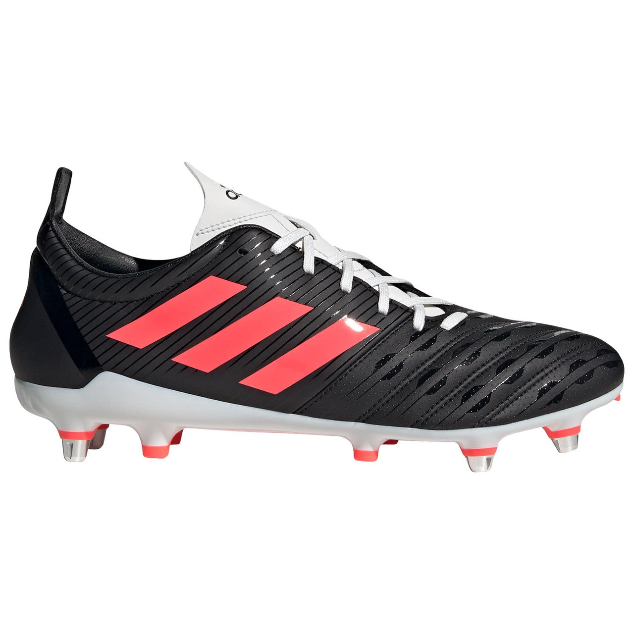 Adidas Malice Soft Ground Rugby Boots - Core Black/ Signal Pink/ Crystal White